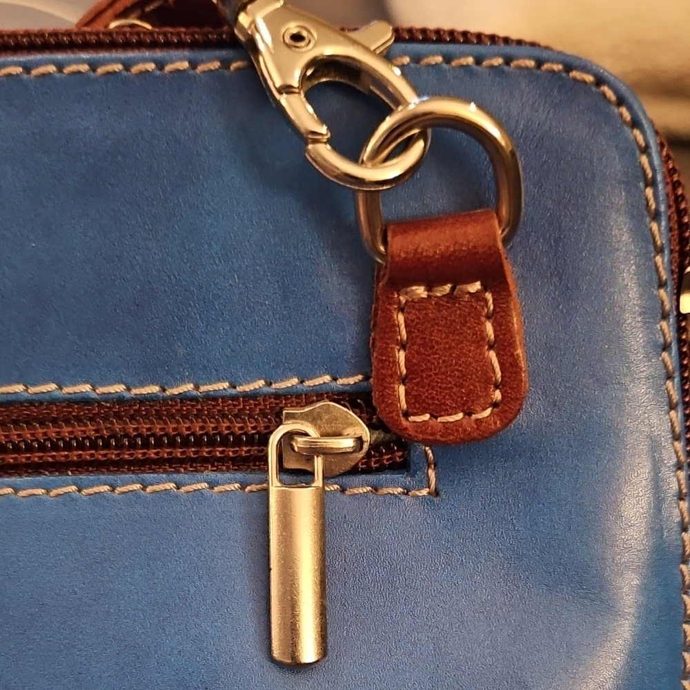 Vera Pelle Blue and Brown Mini Bag - Picture 6 of 6